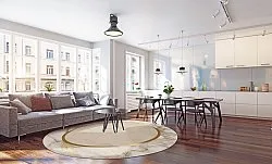 Tappeto rotondo - Cerasia (beige/bianco/oro)