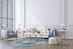 Tappeto rotondo - Santi (blu/beige)