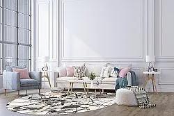 Tappeto rotondo - Lawrance (grigio/bianco)