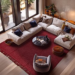 Tappeto A Pelo Lungo - Alba Natural Cotton Shaggy (borgogna)