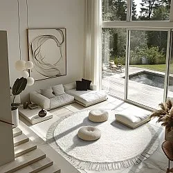 Tappeti rotondi - Alba Natural Cotton Shaggy (bianco)