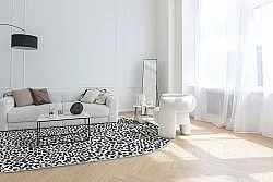 Tappeto ovale - Leopard (nero/bianco)