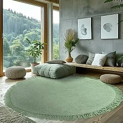 Tappeti rotondi - Alba Natural Cotton Shaggy (verde chiaro)
