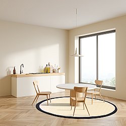 Tappeto rotondo (sisal) - Agave (nero/bianco)