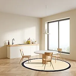 Tappeto rotondo (sisal) - Agave (nero/bianco)