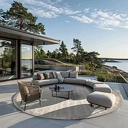 Tappeti rotondi - Indoor/Outdoor Kendall (cream/grigio)