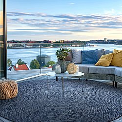 Tappeto rotondo in juta - Amasia (blu)