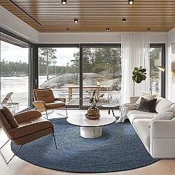 Tappeto rotondo in juta - Amasia (blu)