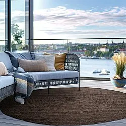 Tappeto rotondo in juta - Amasia (tortora scuro)