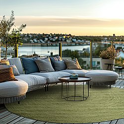 Tappeto rotondo in juta - Amasia (oliva)