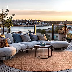 Tappeto rotondo in juta - Amasia (tan)