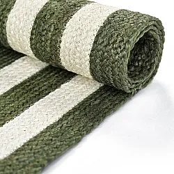Tappeto In Iuta - Jessore (verde militare/bianco)