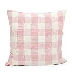 Federa - Isela check cotton cushion cover (crema/rosa)
