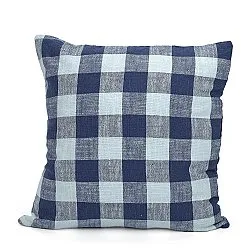 Federa - Isela check cotton cushion cover (blu navy/blu chiaro)