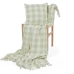 Coperte - Isela check cotton throw (crema/verde chiaro)