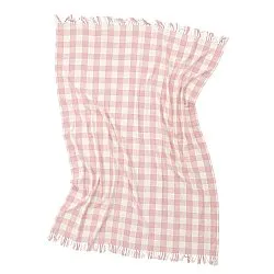 Coperte - Isela check cotton throw (crema/rosa)