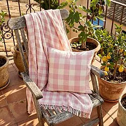 Coperte - Isela check cotton throw (crema/rosa)