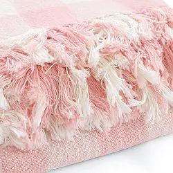 Coperte - Isela check cotton throw (crema/rosa)