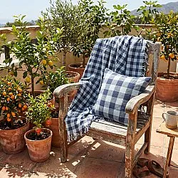 Coperte - Isela check cotton throw (blu navy/blu chiaro)