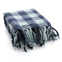 Coperte - Isela check cotton throw (blu navy/blu chiaro)