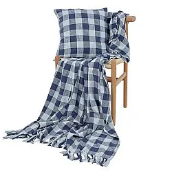 Coperte - Isela check cotton throw (blu navy/blu chiaro)