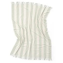 Coperte - Kora stripe cotton throw (crema/verde chiaro)