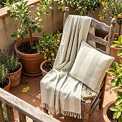 Coperte - Kora stripe cotton throw (crema/verde chiaro)