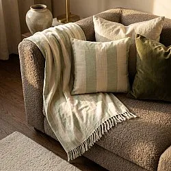 Coperte - Kora stripe cotton throw (crema/verde chiaro)