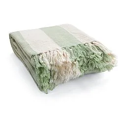 Coperte - Kora stripe cotton throw (crema/verde chiaro)