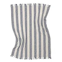 Coperte - Kora stripe cotton throw (crema/blu navy)