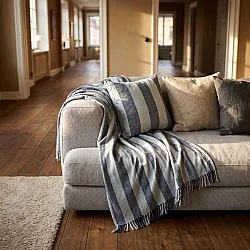 Coperte - Kora stripe cotton throw (blu navy/blu chiaro)