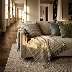Federa - Rumi stripe cotton cushion cover (crema/blu navy/verde chiaro)