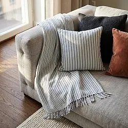 Federa - Rumi stripe cotton cushion cover (azzurro chiaro/blu navy/crema)