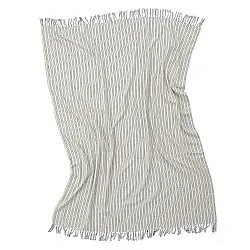 Coperte - Rumi stripe cotton throw (crema/blu navy/verde chiaro)