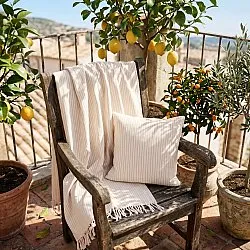 Coperte - Rumi stripe cotton throw (crema/rosa/azzurro chiaro)