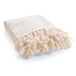 Coperte - Rumi stripe cotton throw (crema/rosa/azzurro chiaro)