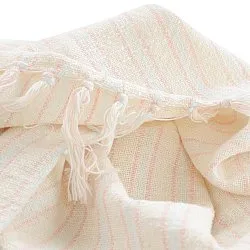 Coperte - Rumi stripe cotton throw (crema/rosa/azzurro chiaro)