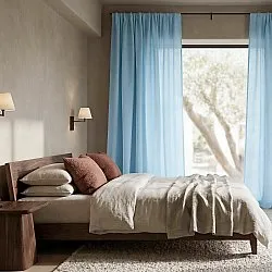 Tende Set da 2 - Tenda misto lino Lumira (azzurro)