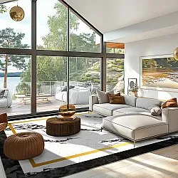 Tappeto Wilton - Avola (nero/bianco/oro)