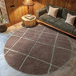 Tappeti rotondi - Bellevue Natural Cotton Shaggy (tortora/verde)
