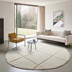 Tappeti rotondi - Bellevue Natural Cotton Shaggy (bianco sporco/beige)