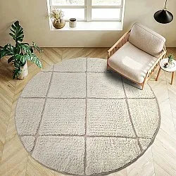 Tappeti rotondi - Bellevue Natural Cotton Shaggy (bianco sporco/beige)
