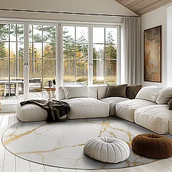 Tappeto rotondo - Cesina (stone/bianco/oro)