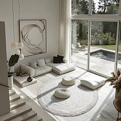 Tappeti rotondi - Ebba Natural Cotton Shaggy (offwhite)