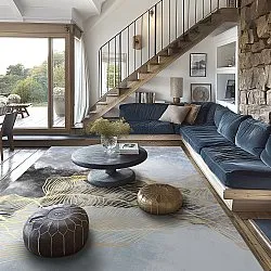 Tappeto Wilton - Ekual (blu/grigio/oro)