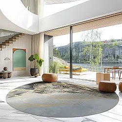 Tappeto rotondo - Ekual (blu/grigio/oro)