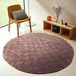 Tappeti rotondi - Elsey Natural Cotton Shaggy (marrone/viola)