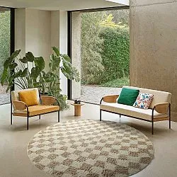 Tappeti rotondi - Elsey Natural Cotton Shaggy (crema/sabbia)