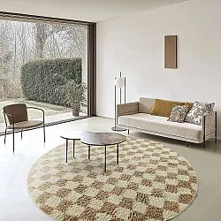 Tappeti rotondi - Elsey Natural Cotton Shaggy (crema/sabbia)