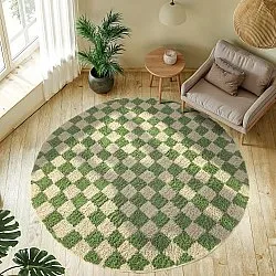 Tappeti rotondi - Elsey Natural Cotton Shaggy (verde/beige)
